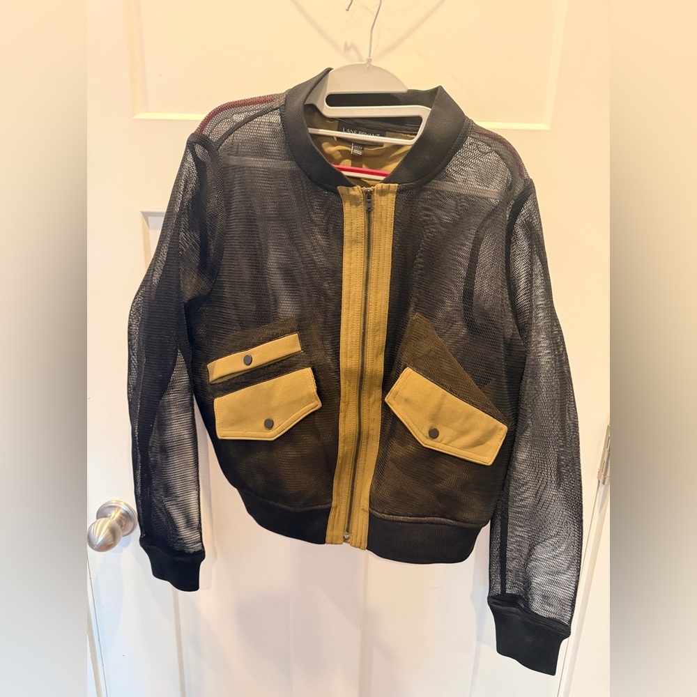 Lane Bryant Black Mesh Bomber Jacket Zip Up Utility Pockets 14/16